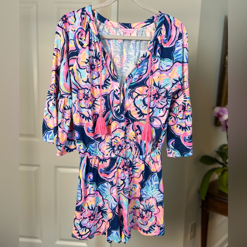Lilly Pulitzer Del Lago Boho Bateau, Nauti Navy Romper